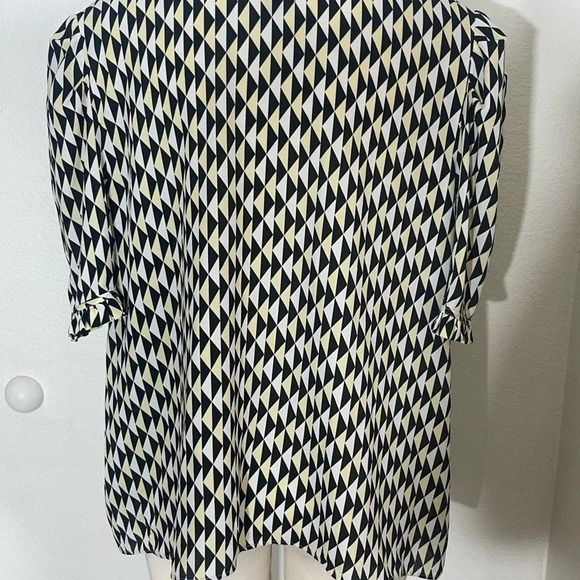 Worthington women’s size xl short sleeve geometric black white print career top - Picture 7 of 9